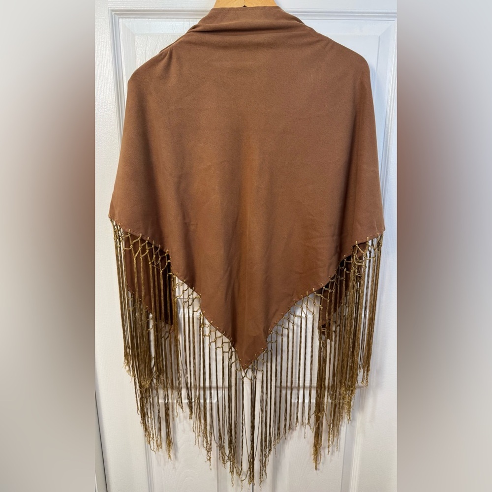 Cejon Elegant Brown Shawl with Fringe.
